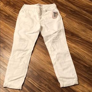 Just fab destroyed boyfriend white jeans